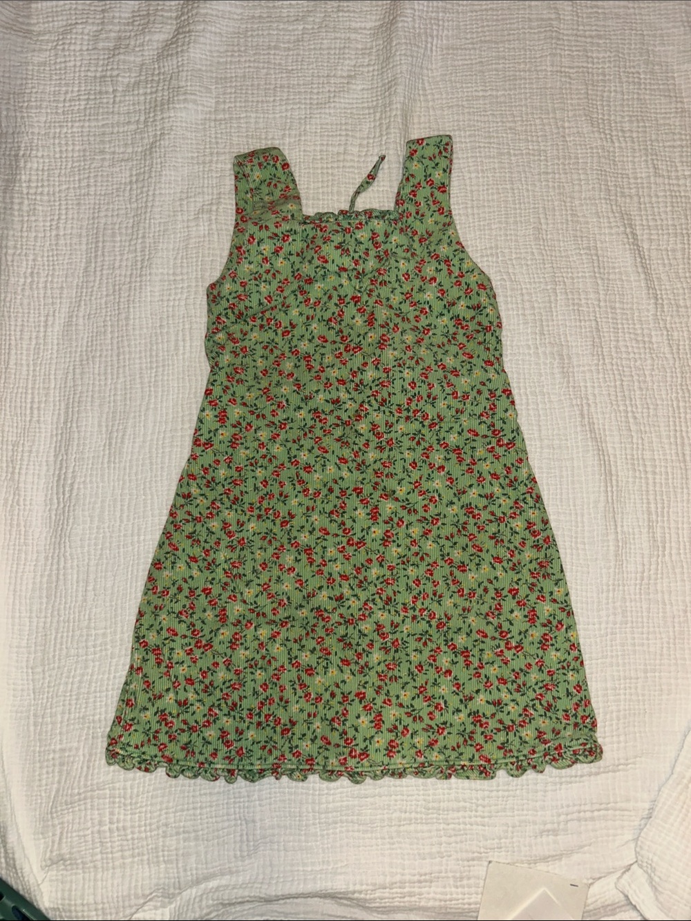 Ralph Lauren Green Floral Corduroy Dress Girls 6 Cottage Back to School Cotton